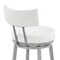 Armen Living Dalza Swivel Bar Stool in Cloud Finish with White Faux Leather 840254333574 - alternate 2